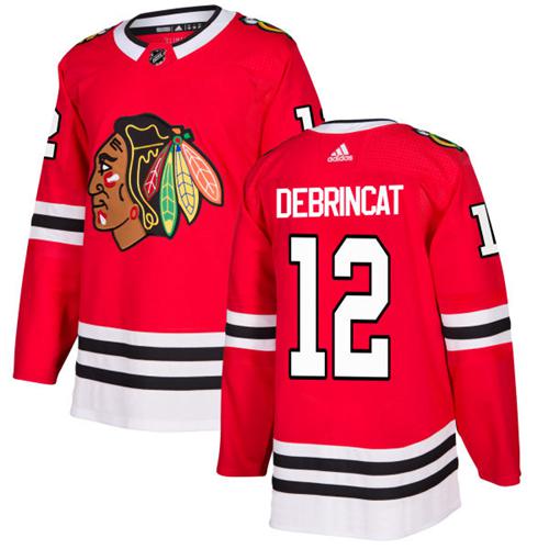 Adidas Blackhawks #12 Alex DeBrincat Red Home Authentic Stitched NHL Jersey