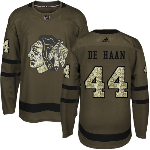 Adidas Blackhawks #44 Calvin De Haan Green Salute to Service Stitched NHL Jersey