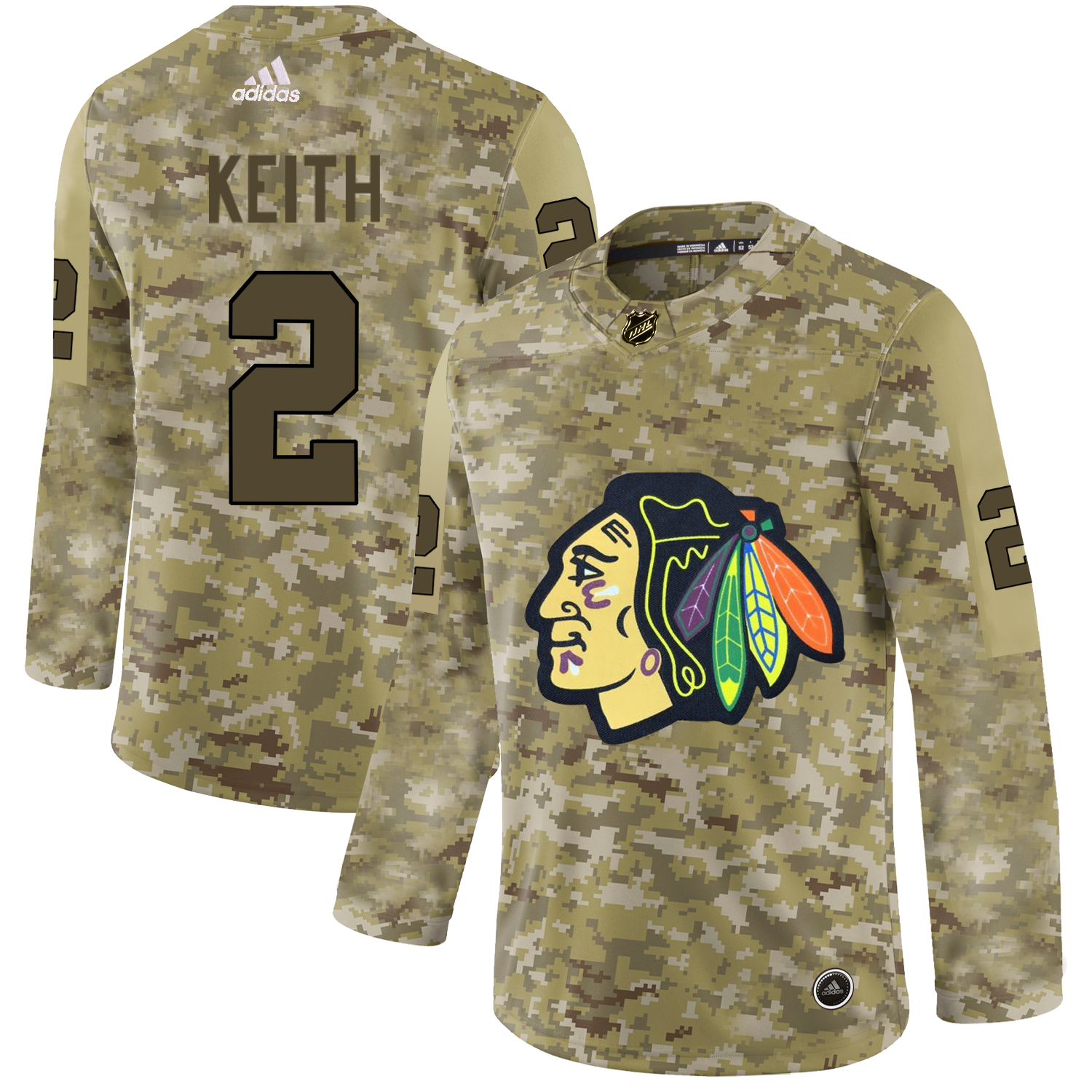 Adidas Blackhawks #2 Duncan Keith Camo Authentic Stitched NHL Jersey