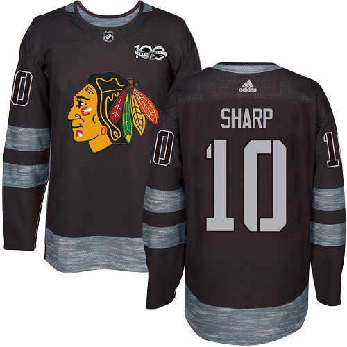 Adidas Blackhawks #10 Patrick Sharp Black 1917-2017 100th Anniversary Stitched NHL Jersey