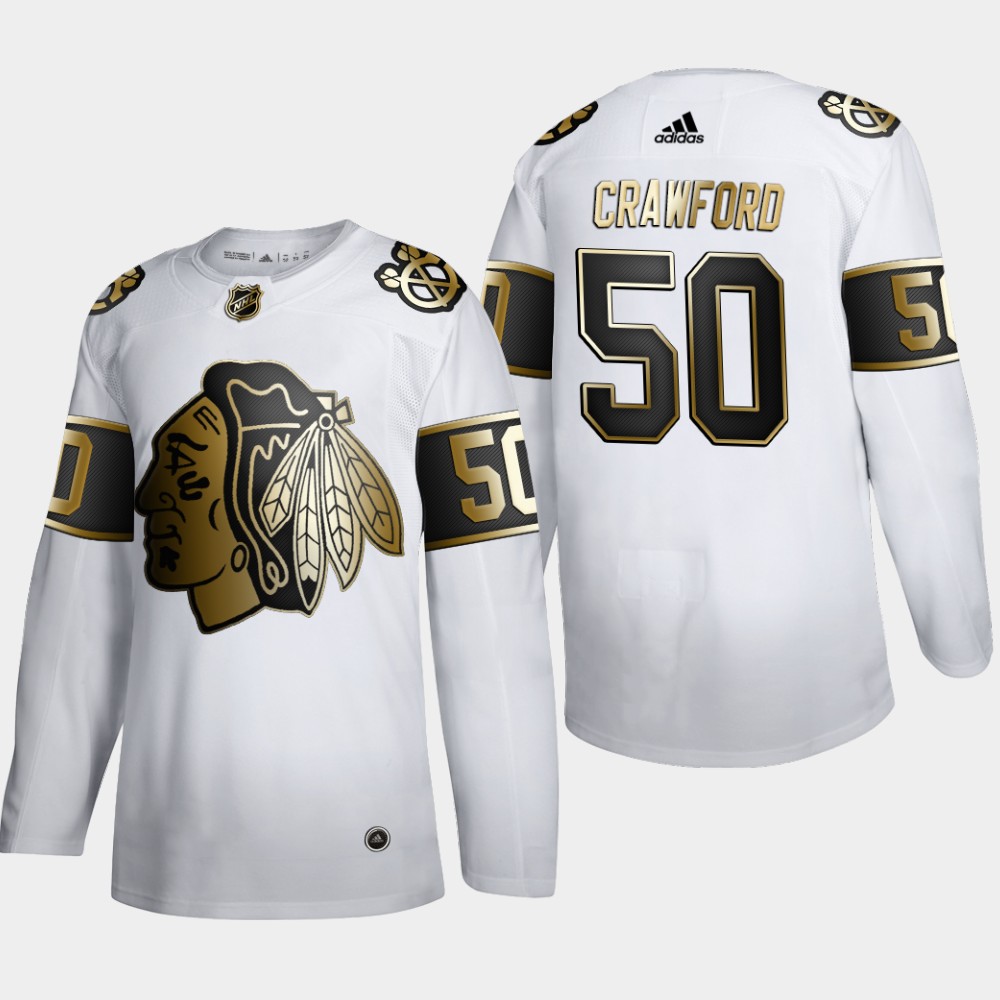 Chicago Blackhawks #50 Corey Crawford Men's Adidas White Golden Edition Limited Stitched NHL Jersey