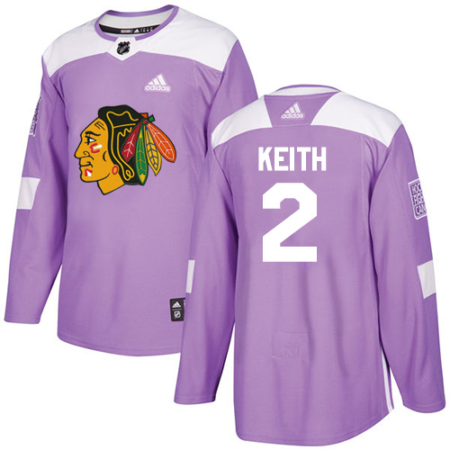 Adidas Blackhawks #2 Duncan Keith Purple Authentic Fights Cancer Stitched NHL Jersey
