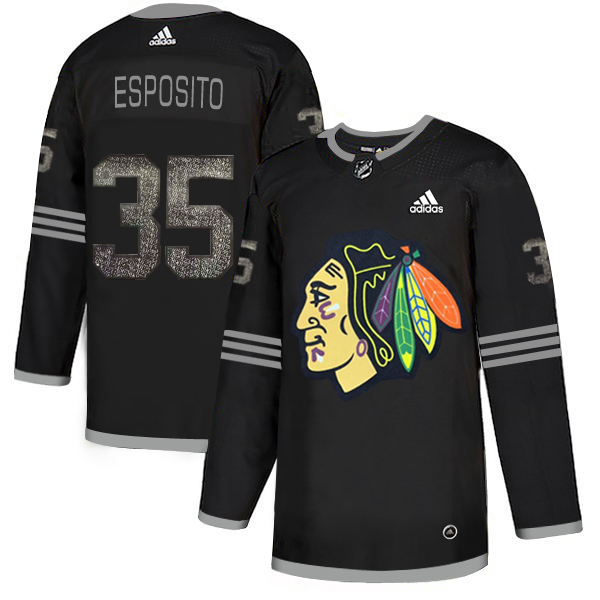 Adidas Blackhawks #35 Tony Esposito Black Authentic Classic Stitched NHL Jersey