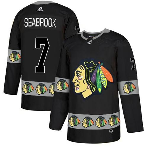 Adidas Blackhawks #7 Brent Seabrook Black Authentic Team Logo Fashion Stitched NHL Jersey