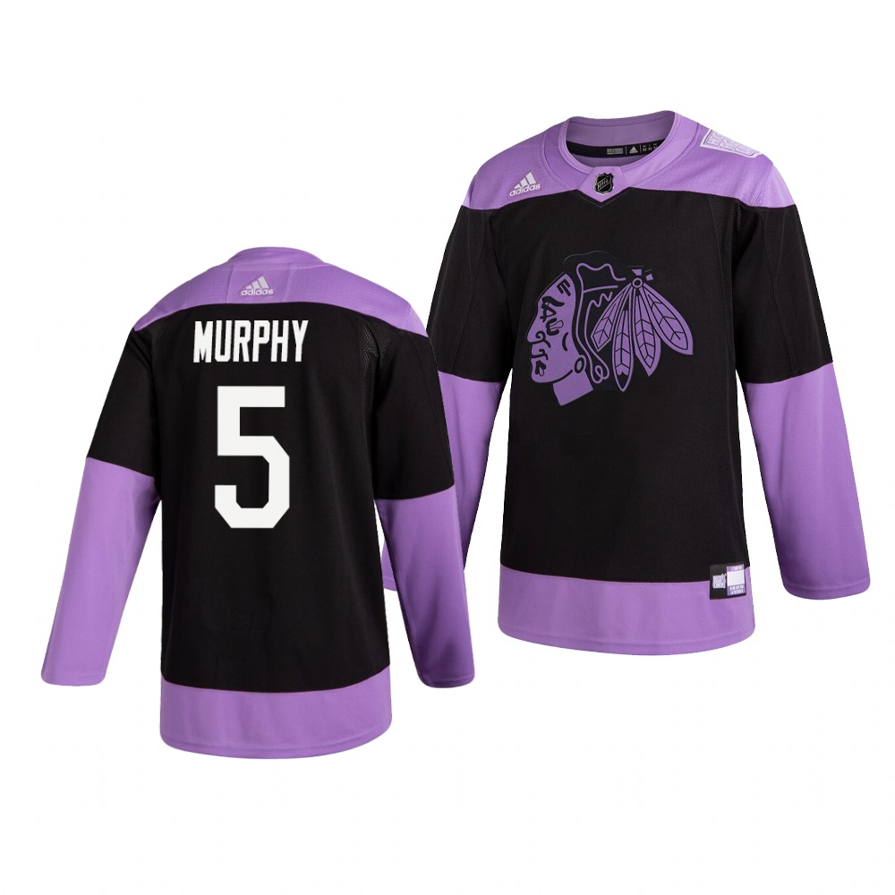 Chicago Blackhawks #5 Connor Murphy Adidas Men's Hockey Fights Cancer Practice NHL Jersey Black