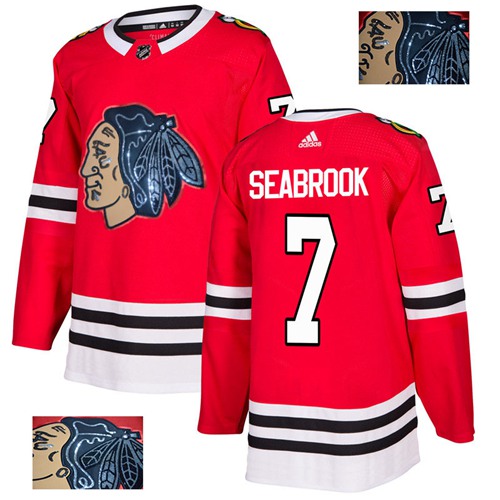 Adidas Blackhawks #7 Brent Seabrook Red Home Authentic Fashion Gold Stitched NHL Jersey