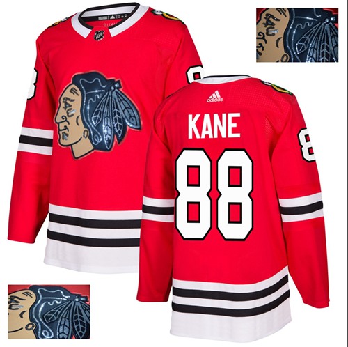 Adidas Blackhawks #88 Patrick Kane Red Home Authentic Fashion Gold Stitched NHL Jersey
