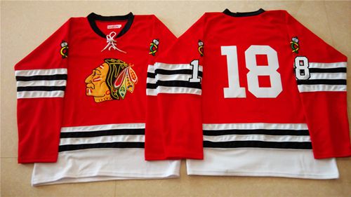 Mitchell And Ness 1960-61 Blackhawks #18 Denis Savard Red Stitched NHL Jersey