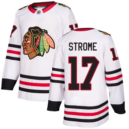 Adidas Blackhawks #17 Dylan Strome White Road Authentic Stitched NHL Jersey