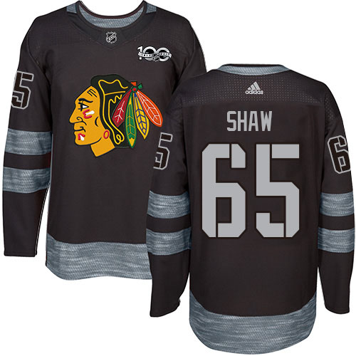 Adidas Blackhawks #65 Andrew Shaw Black 1917-2017 100th Anniversary Stitched NHL Jersey