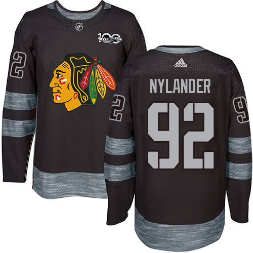 Adidas Blackhawks #92 Alexander Nylander Black 1917-2017 100th Anniversary Stitched NHL Jersey