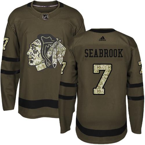 Adidas Blackhawks #7 Brent Seabrook Green Salute to Service Stitched NHL Jersey
