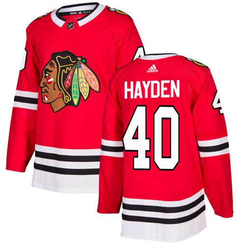 Adidas Blackhawks #40 John Hayden Red Home Authentic Stitched NHL Jersey