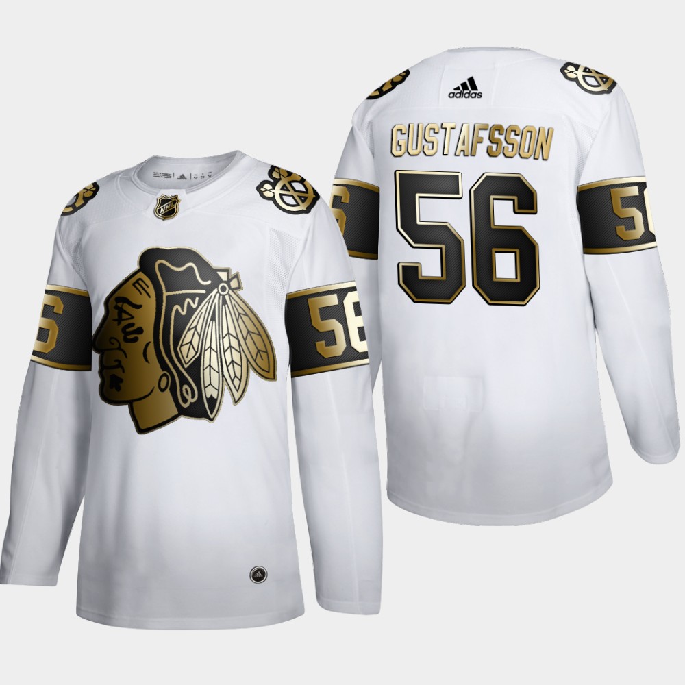 Chicago Blackhawks #56 Erik Gustafsson Men's Adidas White Golden Edition Limited Stitched NHL Jersey