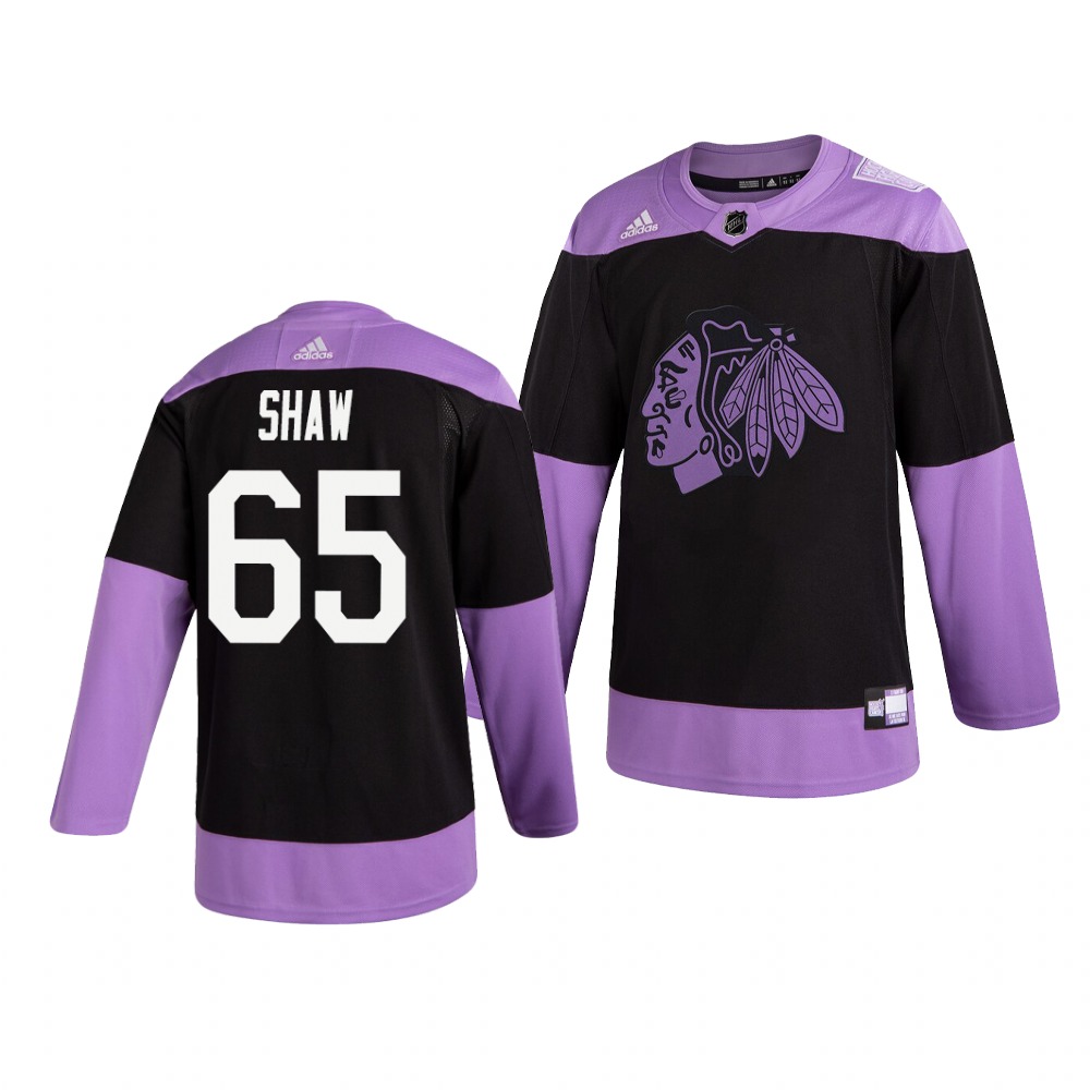 Chicago Blackhawks #65 Andrew Shaw Adidas Men's Hockey Fights Cancer Practice NHL Jersey Black