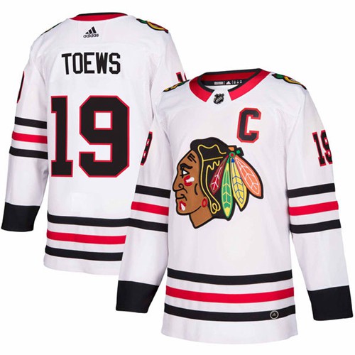Adidas Blackhawks #19 Jonathan Toews White Road Authentic Stitched NHL Jersey
