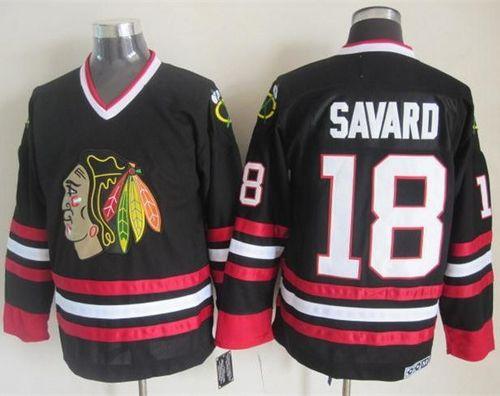 Blackhawks #18 Denis Savard Black CCM Throwback Stitched NHL Jersey