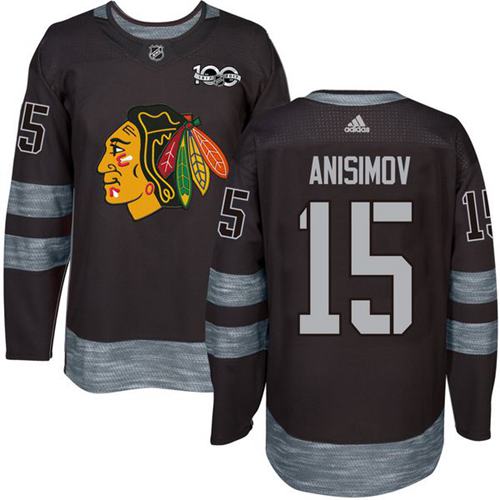 Adidas Blackhawks #15 Artem Anisimov Black 1917-2017 100th Anniversary Stitched NHL Jersey