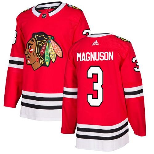 Adidas Blackhawks #3 Keith Magnuson Red Home Authentic Stitched NHL Jersey