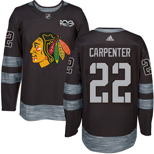Adidas Blackhawks #22 Ryan Carpenter Black 1917-2017 100th Anniversary Stitched NHL Jersey