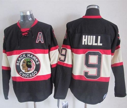 Blackhawks #9 Bobby Hull Black Third CCM Stitched NHL Jersey