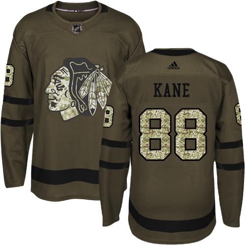 Adidas Blackhawks #88 Patrick Kane Green Salute to Service Stitched NHL Jersey