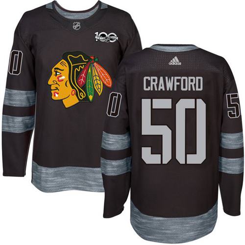 Adidas Blackhawks #50 Corey Crawford Black 1917-2017 100th Anniversary Stitched NHL Jersey