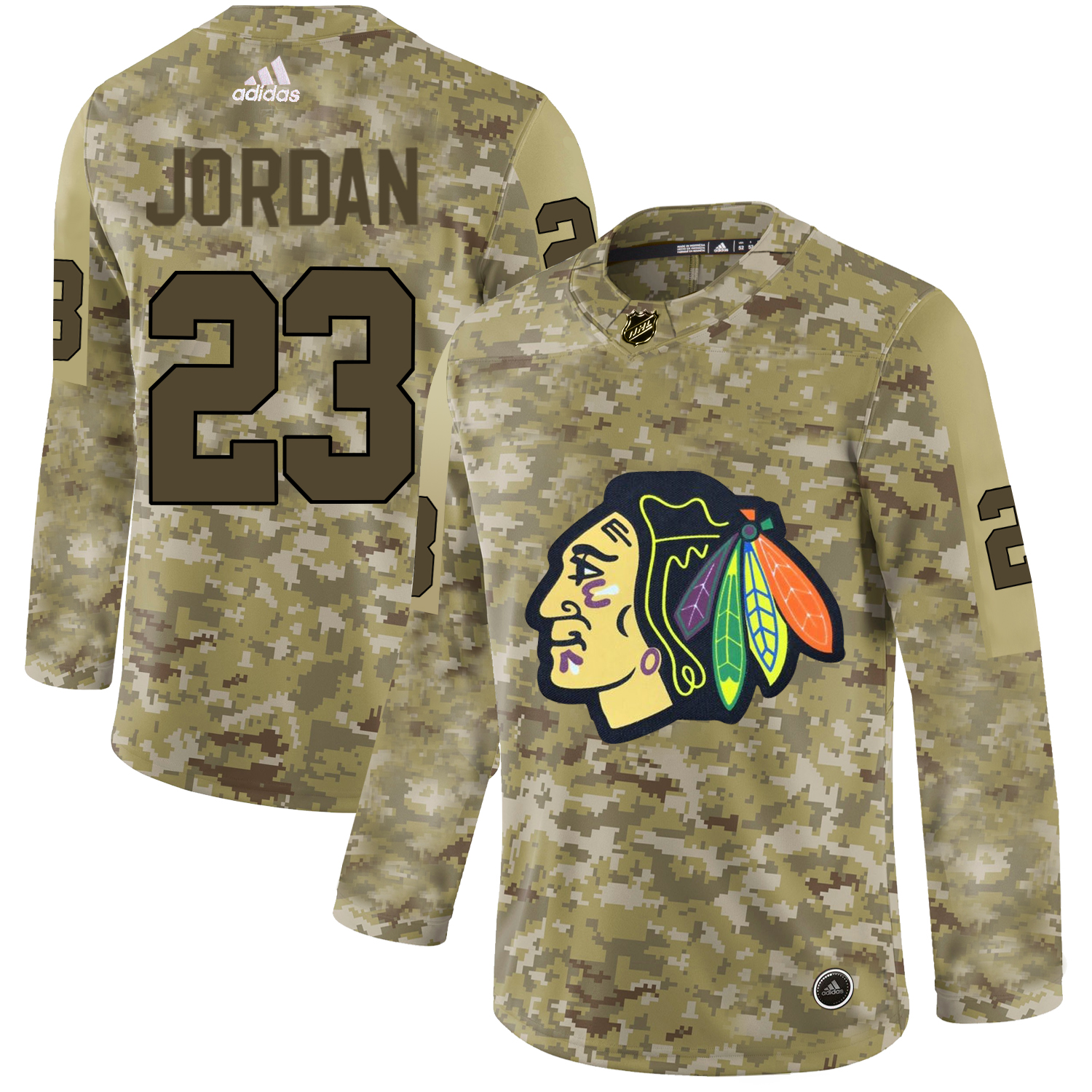 Adidas Blackhawks #23 Michael Jordan Camo Authentic Stitched NHL Jersey
