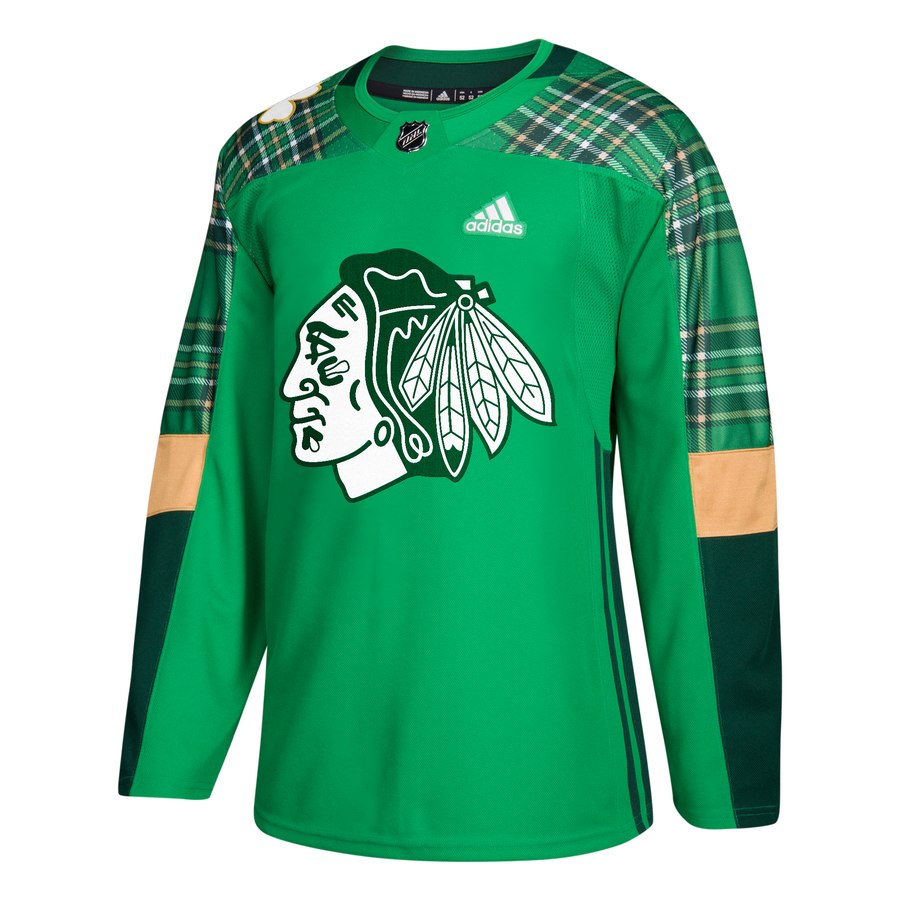 Adidas Blackhawks Blank adidas Green St. Patrick's Day Authentic Practice Stitched NHL Jersey
