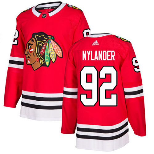 Adidas Blackhawks #92 Alexander Nylander Red Home Authentic Stitched NHL Jersey