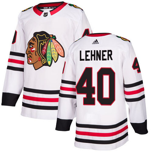 Adidas Blackhawks #40 Robin Lehner White Road Authentic Stitched NHL Jersey