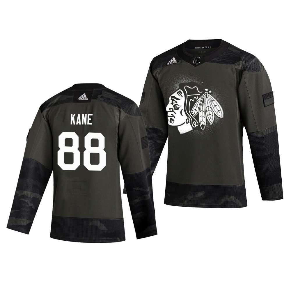Chicago Blackhawks #88 Patrick Kane Adidas 2019 Veterans Day Men's Authentic Practice NHL Jersey Camo