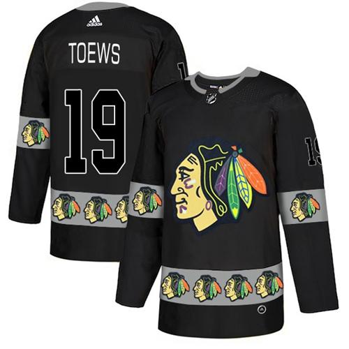 Adidas Blackhawks #19 Jonathan Toews Black Authentic Team Logo Fashion Stitched NHL Jersey