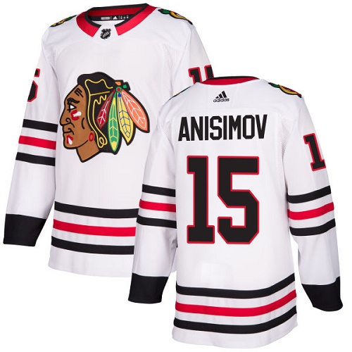 Adidas Blackhawks #15 Artem Anisimov White Road Authentic Stitched NHL Jersey