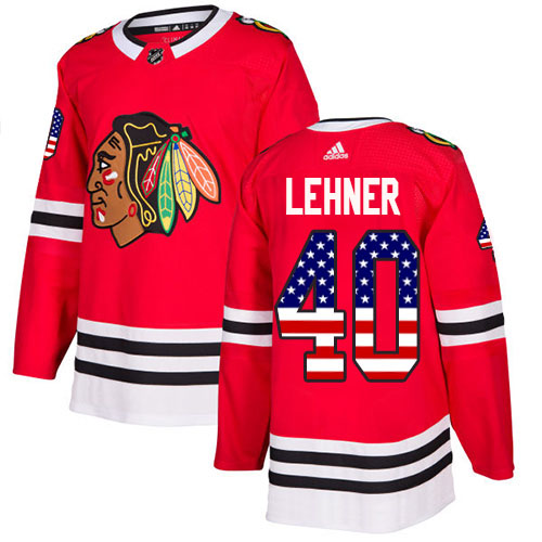 Adidas Blackhawks #40 Robin Lehner Red Home Authentic USA Flag Stitched NHL Jersey