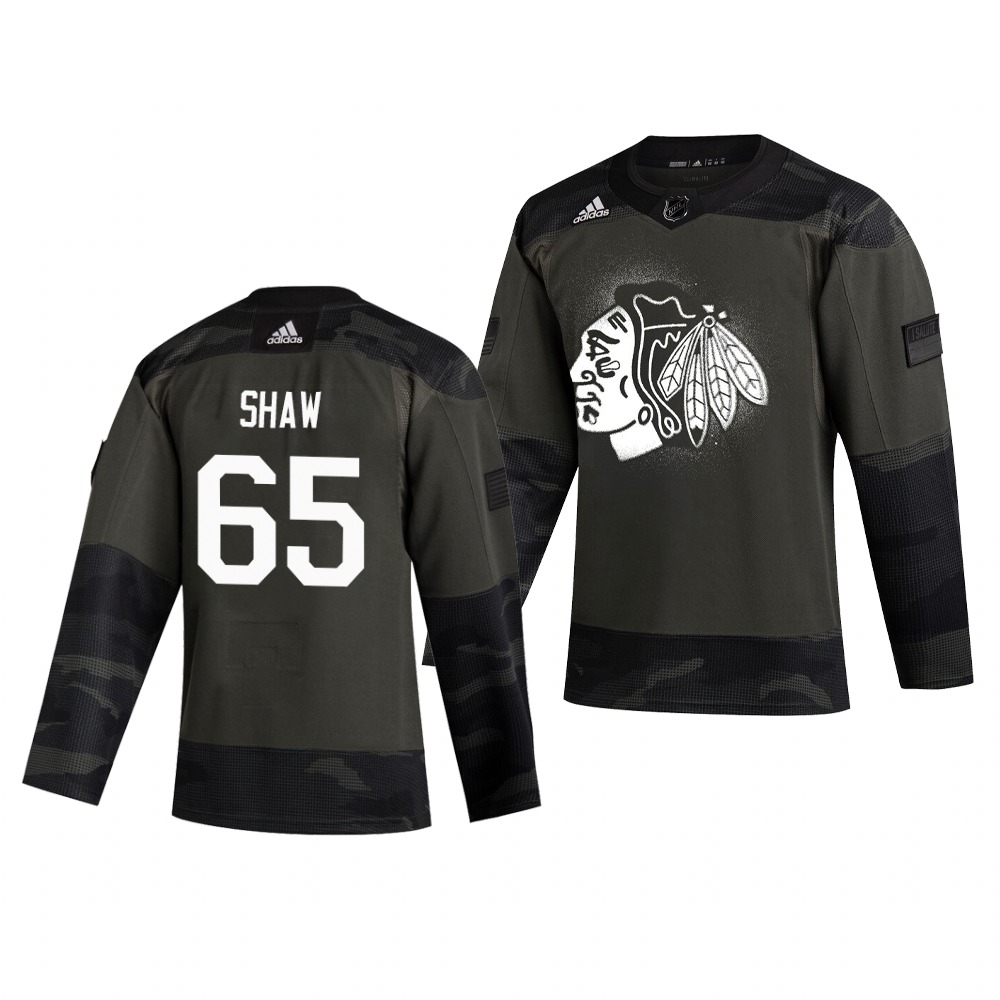 Chicago Blackhawks #65 Andrew Shaw Adidas 2019 Veterans Day Men's Authentic Practice NHL Jersey Camo