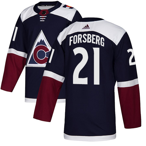 Adidas Avalanche #21 Peter Forsberg Navy Alternate Authentic Stitched NHL Jersey