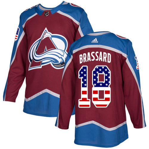 Adidas Avalanche #18 Derick Brassard Burgundy Home Authentic USA Flag Stitched NHL Jersey