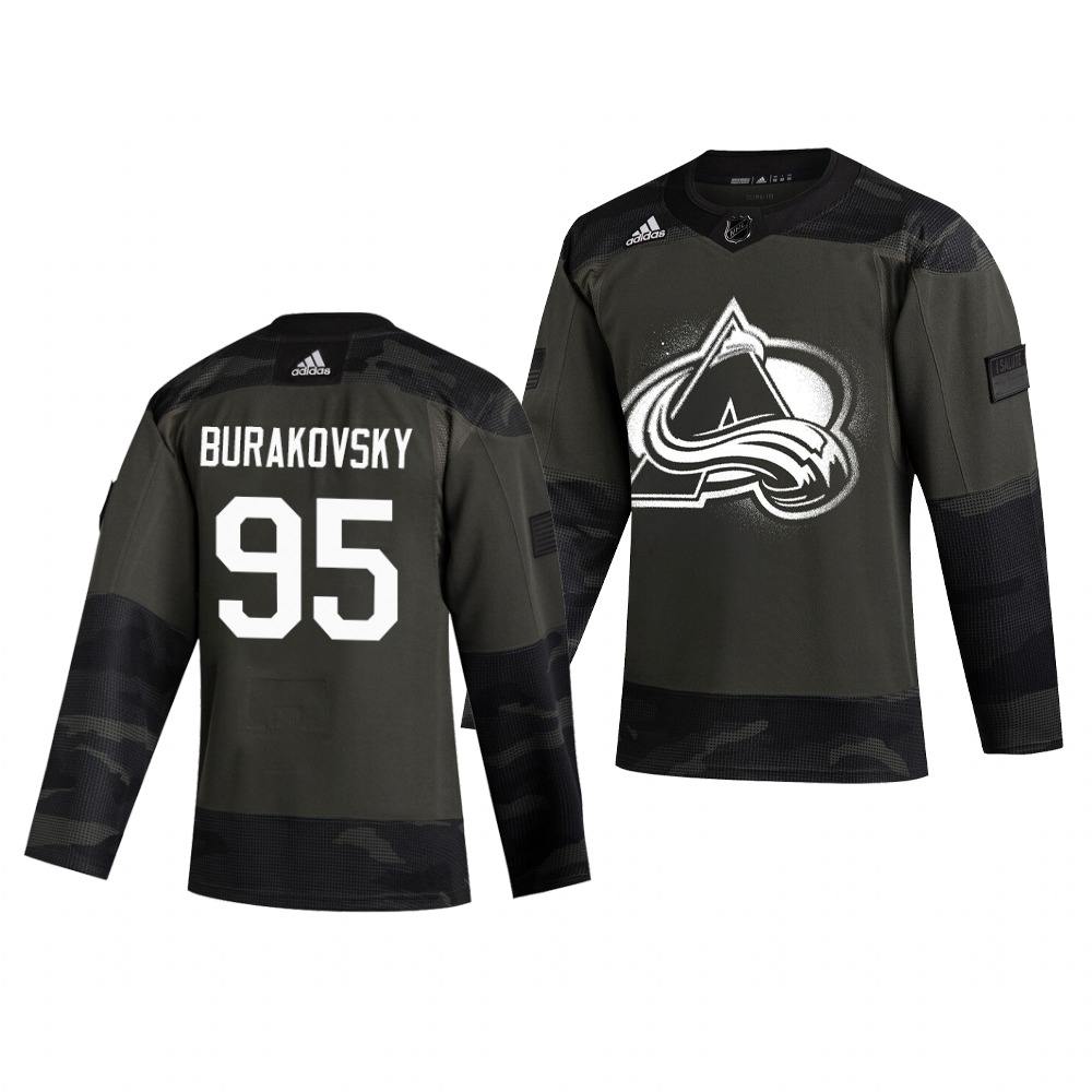 Colorado Avalanche #95 Andre Burakovsky Adidas 2019 Veterans Day Men's Authentic Practice NHL Jersey Camo