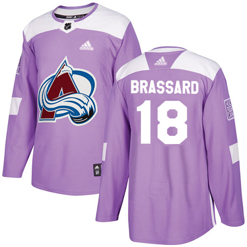 Adidas Avalanche #18 Derick Brassard Purple Authentic Fights Cancer Stitched NHL Jersey