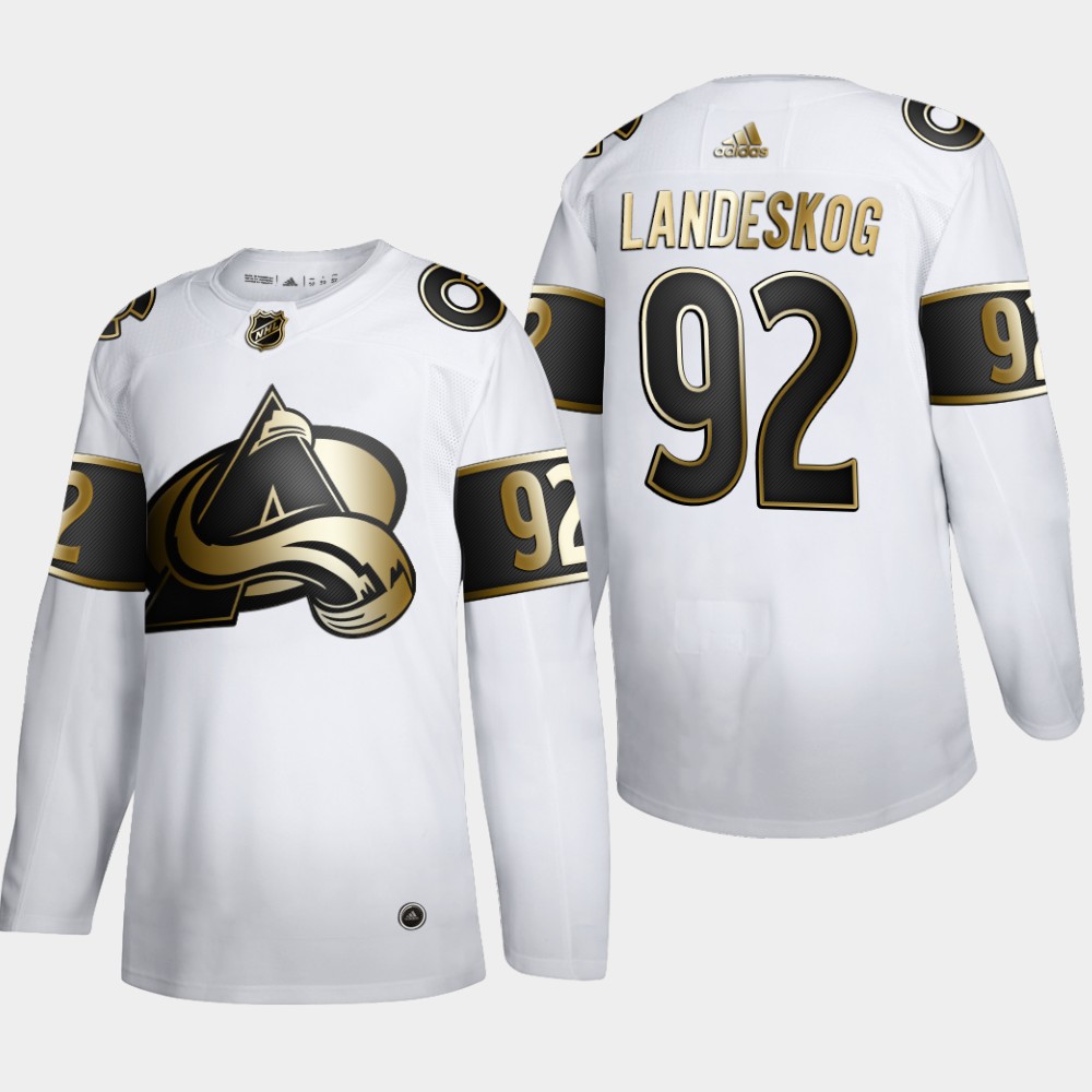 Colorado Avalanche #92 Gabriel Landeskog Men's Adidas White Golden Edition Limited Stitched NHL Jersey