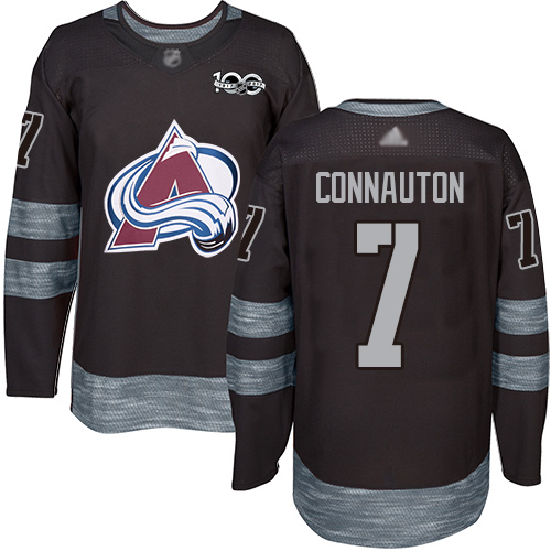 Adidas Avalanche #7 Kevin Connauton Black 1917-2017 100th Anniversary Stitched NHL Jersey