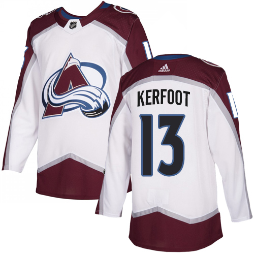 Adidas Avalanche #13 Alexander Kerfoot White Road Authentic Stitched NHL Jersey