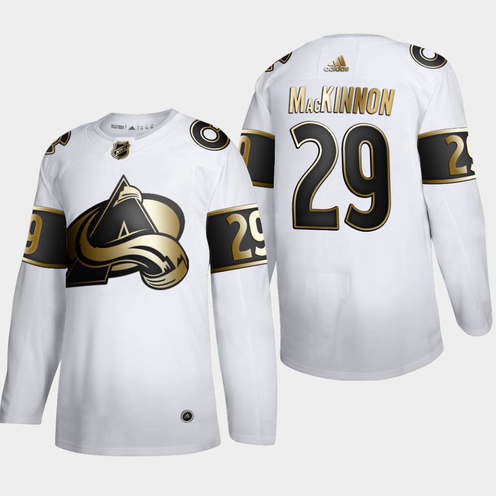 Colorado Avalanche #29 Nathan MacKinnon Men's Adidas White Golden Edition Limited Stitched NHL Jersey