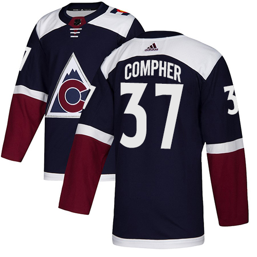 Adidas Avalanche #37 J.T. Compher Navy Alternate Authentic Stitched NHL Jersey