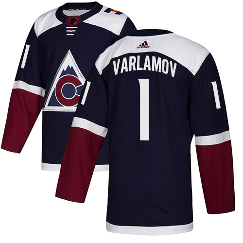 Adidas Avalanche #1 Semyon Varlamov Navy Alternate Authentic Stitched NHL Jersey