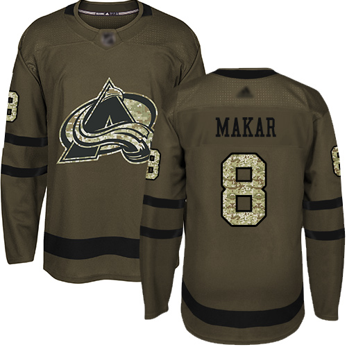 Adidas Avalanche #8 Cale Makar Green Salute to Service Stitched NHL Jersey