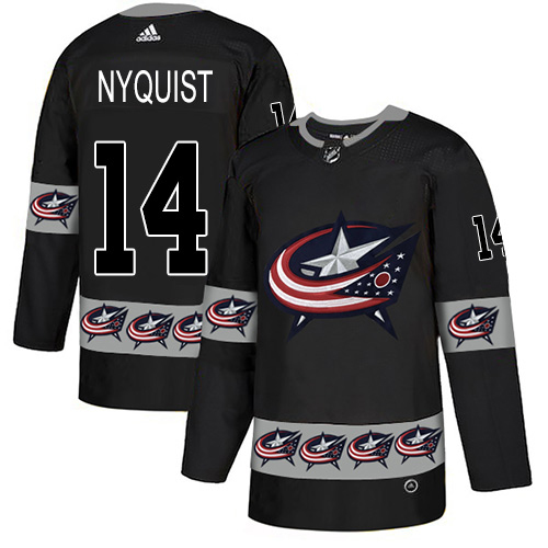 Adidas Blue Jackets #14 Gustav Nyquist Black Authentic Team Logo Fashion Stitched NHL Jersey