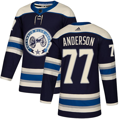 Adidas Blue Jackets #77 Josh Anderson Navy Blue Alternate Authentic Stitched NHL Jersey