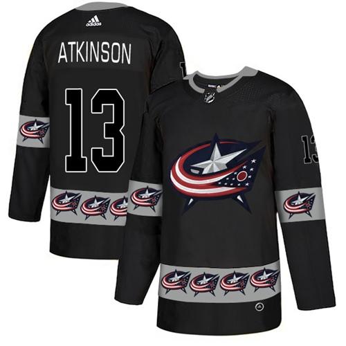 Adidas Blue Jackets #13 Cam Atkinson Black Authentic Team Logo Fashion Stitched NHL Jersey